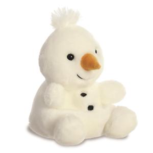 Aurora Pluche sneeuwpop knuffel - wit - 13 cm - winter knuffels