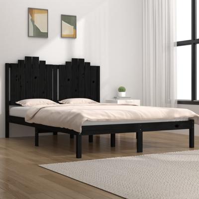 Bedframe massief grenenhout zwart 140x190 cm