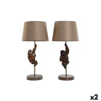 Bureaulamp Home ESPRIT Bruin Metaal Hars 50 W 220 V 26 x 26 x 53,5 cm (2 Stuks)