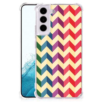 Samsung Galaxy S22 Doorzichtige Silicone Hoesje Zigzag Multi Color Samsung Galaxy S22 Doorzichtige Silicone Hoesje Zigzag Multi Color