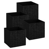 Opbergbox kastmand - 4x - zwart/tweed - 31 x 31 x 31 cm - opbergers
