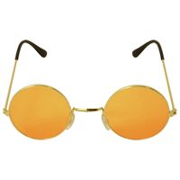 Oranje hippie flower power zonnebril met ronde glazen   -