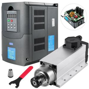 VEVOR 4KW ER25 luchtgekoelde motor, 220V/300Hz, 1-18000RPM met 4KW frequentieomvormer 208-240VAC, omvormer 220V, 3-fase VFD, display met statusindicatielampje, werktemperatuur -10-40℃