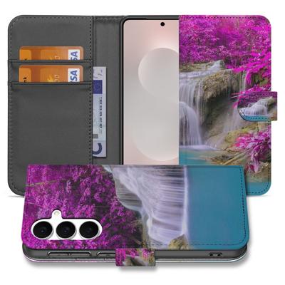 Samsung Galaxy S25 FE | Flip Cover | Magnetisch Waterval Design Paars | Portemonnee hoesje Samsung Galaxy S25 FE | Flip Cover | Magnetisch Waterval Design Paars | Portemonnee hoesje