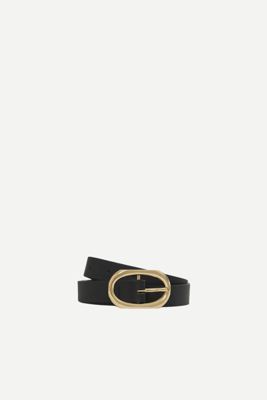 Anine Bing riem Small Signature Link A-12-2187-000 black with gold