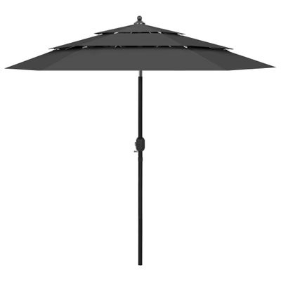 VidaXL Parasol 3-laags met aluminium paal 2,5 m antracietkleurig