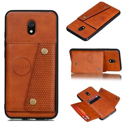 Voor Xiaomi Redmi 8A schokbestendige magnetische PU + TPU beschermhoes met kaartsleuven (bruin)
