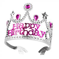 Prinsessenkroontje &apos;Happy Birthday&apos; Pink
