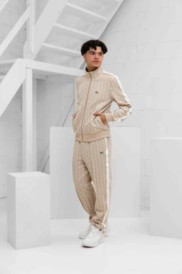 Lacoste Paris Jacquard Trainingspak Heren Beige - Maat M - Kleur: Beige | Soccerfanshop