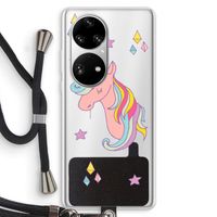 Roze eenhoorn: Huawei P50 Pro Transparant Hoesje met koord