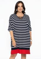 Yoek Jurk met V-hals | Blauw | Maat 54/56