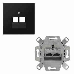 JUNG LS 969-2 UA SWM inzetplaat 2 x RJ45 LS990 grafiet mat zwart met computer aansluiting