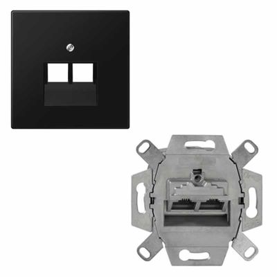 JUNG LS 969-2 UA SWM inzetplaat 2 x RJ45 LS990 grafiet mat zwart met computer aansluiting