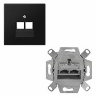 JUNG LS 969-2 UA SWM inzetplaat 2 x RJ45 LS990 grafiet mat zwart met computer aansluiting