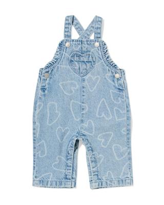 HEMA Babytuinbroek Denim Hartjes Denim (denim)