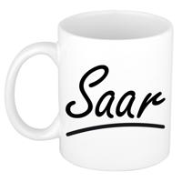 Saar Naam koffiemok - beker - met sierlijke letters - wit - 300 ml - Cadeau - Dames