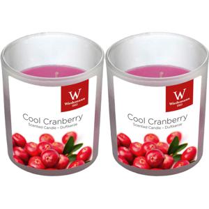 Trend Candles Geurkaars - 2x - in glas - Cranberry aroma - 25 branduren - 7 x 8 cm