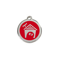 Dog House Red roestvrijstalen hondenpenning small/klein dia. 2 cm - Reddingo