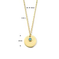 Ketting Graveerplaatje Geboortesteen December geelgoud-zirconia blauw 45-49 cm