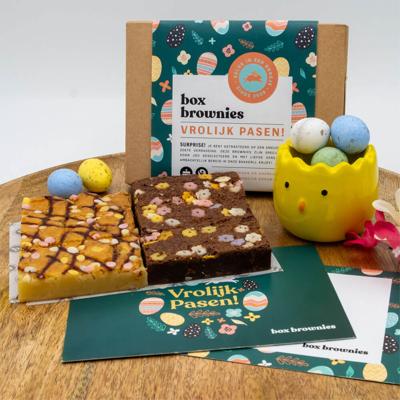 Brownie Paasbox - 6 Brownies - Brievenbus Pakket - Box Brownies - Pasen - 3x Blondie Framboos - 3x Paas Sprinkles - Paascadeau - Paashapje - Traktatie Brownie Paasbox - 6 Brownies - Brievenbus Pakket - Box Brownies - Pasen - 3x Blondie Framboos - 3x Paas Sprinkles - Paascadeau - Paashapje - Traktatie