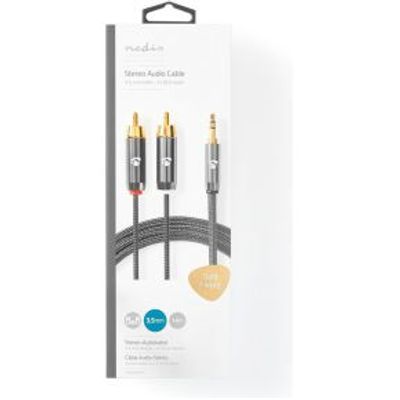 Stereo-Audiokabel | 3,5 mm Male - 2x RCA Male | Gun Metal Grey | Gevlochten kabel