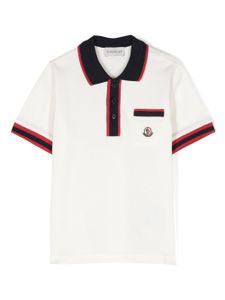 Moncler Enfant polo en coton à patch logo - Blanc