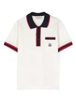 Moncler Enfant polo en coton à patch logo - Blanc - thumbnail