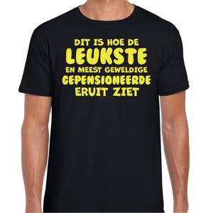 Cadeau T-shirt voor heren - leukste gepensioneerde man - zwart - glitter geel