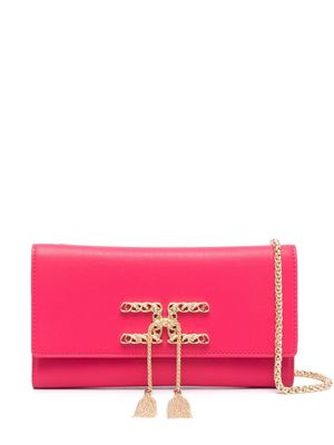 Elisabetta Franchi sac porté épaule à pompons - Rose