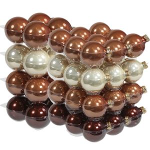 52x stuks glazen kerstballen natuurtinten (opal natural) 6 en 8 cm glans