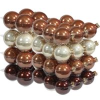 52x stuks glazen kerstballen natuurtinten (opal natural) 6 en 8 cm glans - thumbnail