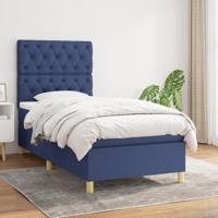 Boxspring met matras stof blauw 80x200 cm