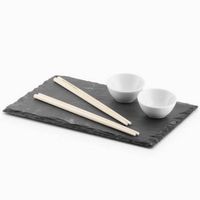 Excellent Houseware Sushi Servies - voor 2 Personen - Set 7-delig - Leisteen - met stokjes