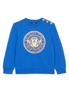 Balmain Kids sweat en coton à logo imprimé - Bleu