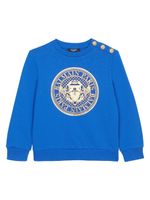 Balmain Kids sweat en coton à logo imprimé - Bleu - thumbnail