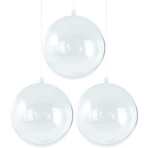 3x Transparante hobby/DIY kerstballen 8 cm