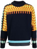 sacai pull en maille intarsia - Bleu - thumbnail