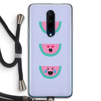 Smiley watermeloen: OnePlus 7 Pro Transparant Hoesje met koord