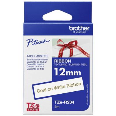 Labeltape textiel ongelamineerd Brother TZe, TZ TZe-R234 Tapekleur: Wit Tekstkleur:Goud 12 mm 4 m