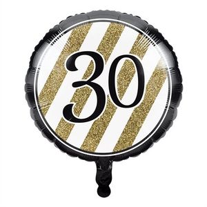 Folieballon &apos;30&apos; Black & Gold (46cm)