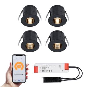 4x Betty zwarte Smart LED Inbouwspots complete set - Wifi & Bluetooth - 12V - 3 Watt - 2700K warm wit