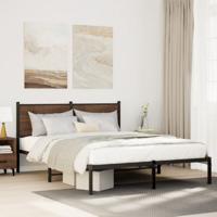 Bedframe zonder matras metaal gerookt eikenkleurig 137x190 cm