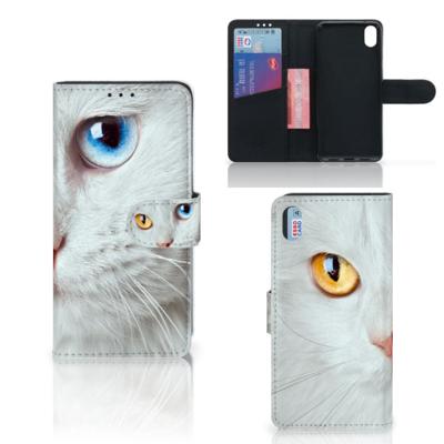 Xiaomi Redmi 7A | Telefoonhoesje | Met pasjeshouder | Witte Kat