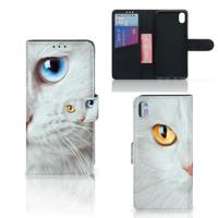Xiaomi Redmi 7A | Telefoonhoesje | Met pasjeshouder | Witte Kat