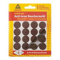 Deltafix Anti-krasvilt - 16x - bruin - 22 mm - rond - zelfklevend - meubel beschermvilt   -