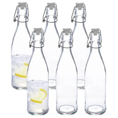 5Five Beugelfles/weckfles - 6x - glas - transparant - luchtdicht - 0.5 liter - waterfles - limonade