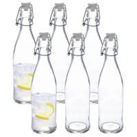 5Five Beugelfles/weckfles - 6x - glas - transparant - luchtdicht - 0.5 liter - waterfles - limonade
