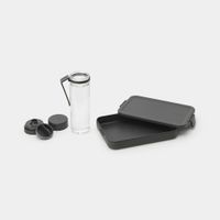 Brabantia Make & Take breakset 2-delig, kunststof (waterfles met zeef, lunchbox plat) - Dark Grey - thumbnail