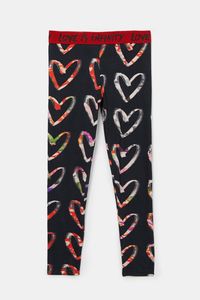 Slim fit legging met harten - BLACK - XL