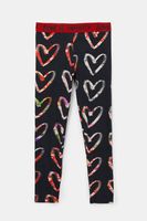 Slim fit legging met harten - BLACK - XL